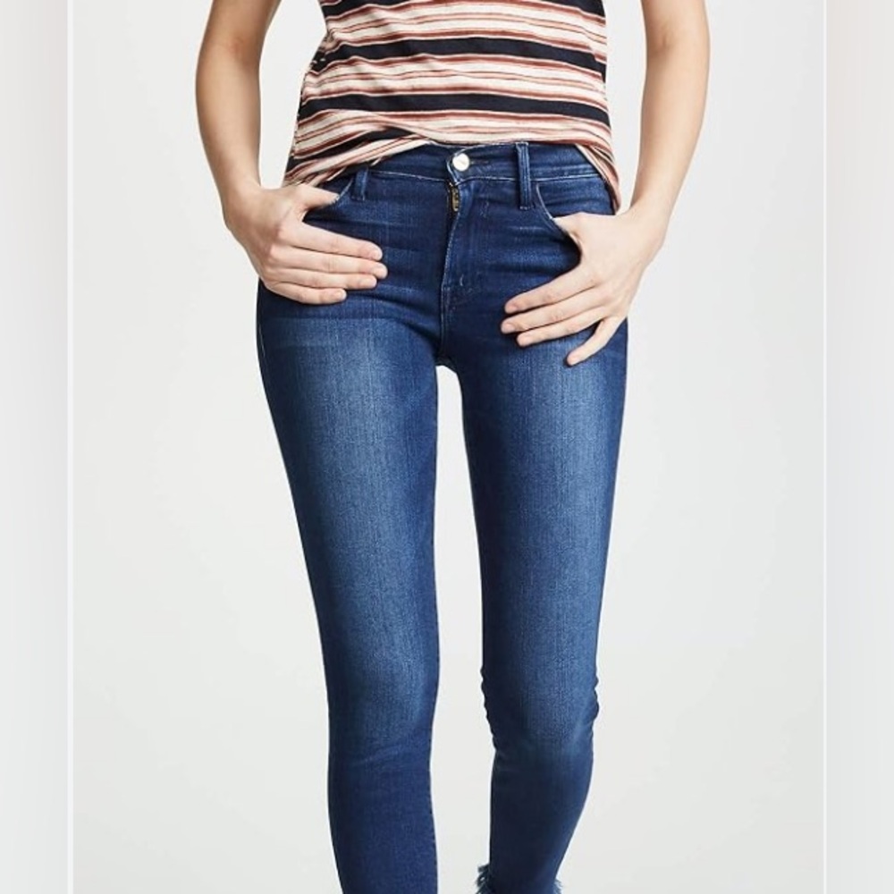 Frame - Le Skinny de Jeanne Crop Dark Wash Minimalist Jeans 29